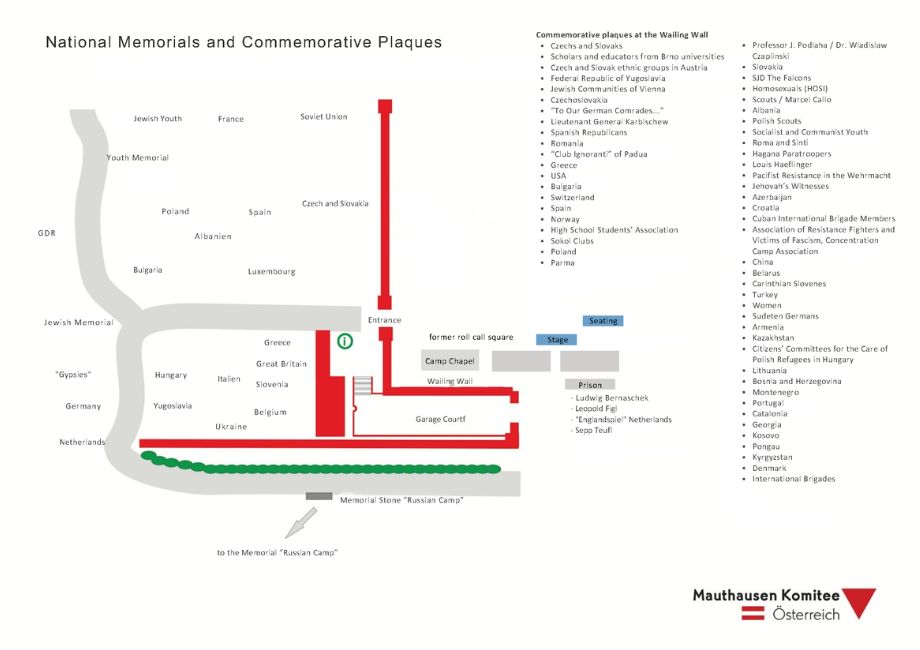 Site plan of national Memorials and commemoration plaques