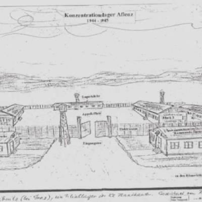 Aflenz Skizze des Lagers gezeichnet vom ehemaligen Häftling Robert Grißinger © AMM Aflenz Skizze des Lagers gezeichnet vom ehemaligen Häftling Robert Grißinger © AMM