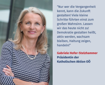 Virtuelles Gedenken Statement Gabriele Hofer-Stelzhammer, MAS, Präsidentin der Katholischen Aktion Oberösterreich